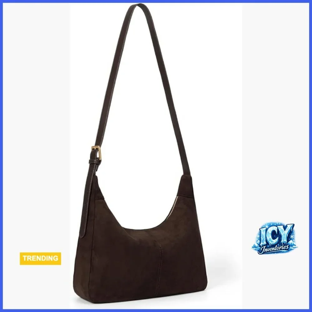 Vegan Leather Hobo Bag Foldable Shoulder Purse with Zipper